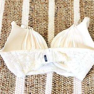 Aerie boho lace ivory white bra bralette cami camisole Padded 32DDD 32F